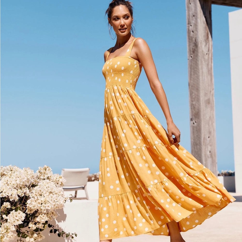 Mister Zimi Yellow Polka Dot Maxi Dress